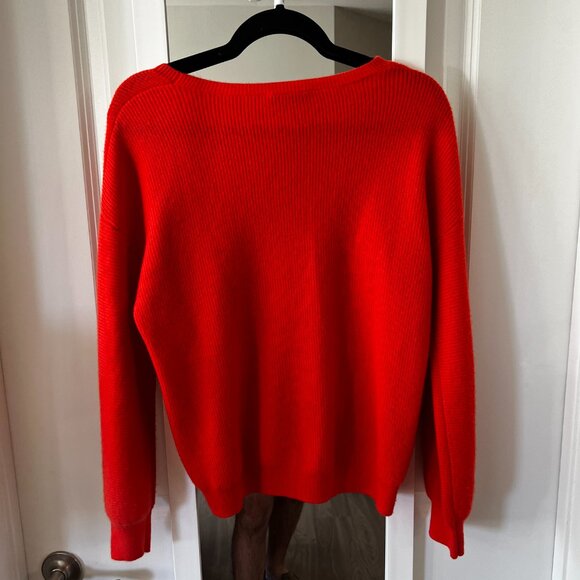 1043 J. Society Cashmere Sweater Size Small Color Red Orange - Picture 4 of 4